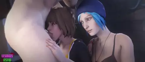 Max and Chloe Shared Blowjob - Lesdias