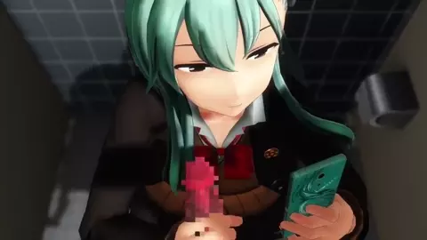 MMD Hentai girl handjob in the toilet