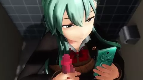 MMD Hentai girl handjob in the toilet