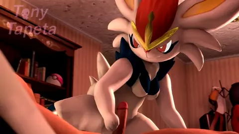 Cinderace Reverse-Cowgirl with her Trainer