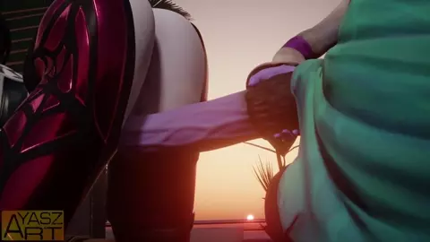 Futanari Soraka slides into Widowmaker's pussy