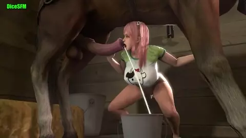 horse cum in a bucket