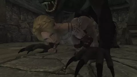 Nord lady have fun with her werewolf pet