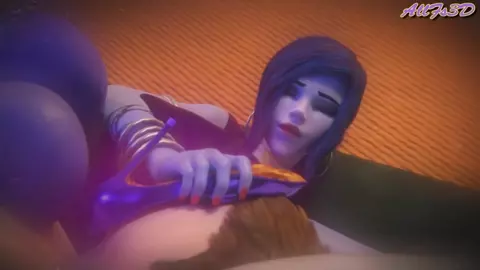 Widowmaker footjob in pantyhose and shoe sniffing