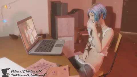 Chloe masturbating watching Max pics & smelling her panties (Life is Strange)