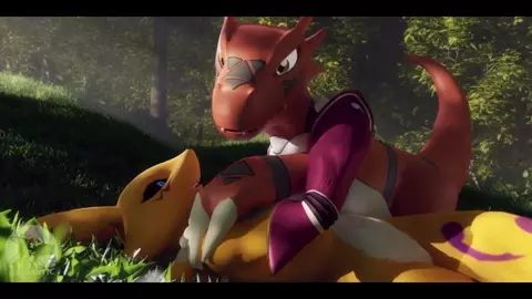 Renamon and Guilmon (Furromantic)