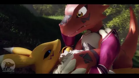 Renamon and Guilmon (Furromantic)