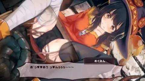 Megumin's ass gets slammed into a barrel full of dirty tentacles!