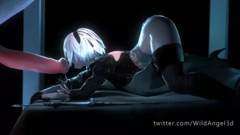 Beautiful 2b throat fucked