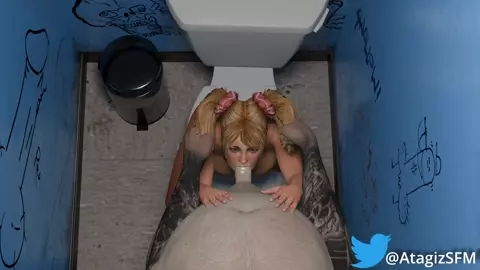 Juliet Blowjob in public bathroom