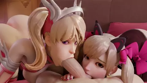 Pink Mercy & Black Cat D.Va Fucked [Ahroangel]