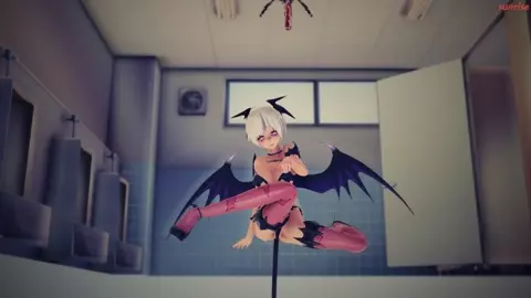 [MMDSunrise] Succubus Haku fucks insects in public bathroom