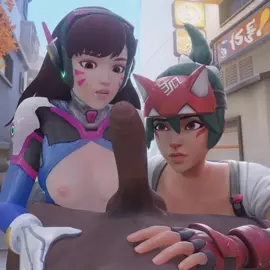 Kiriko And Dva Sharing A Big Guy [Blacked][Bewyx]