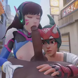 Kiriko And Dva Sharing A Big Guy [Blacked][Bewyx]