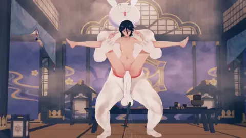 Chappy Stretching Rukia's Stomach [Feathermapleleaf]