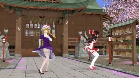 [Krag] Embarrassed Reimu strips in front of the temple