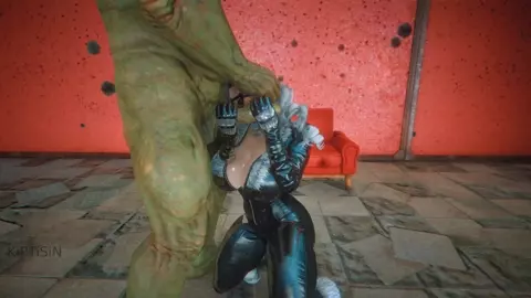 Black Сat plays with Super Mutant Big Dick