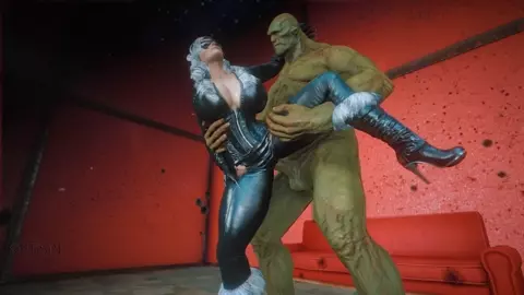 Black Сat plays with Super Mutant Big Dick