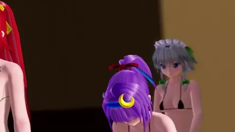 Touhou Girls Strip Dance