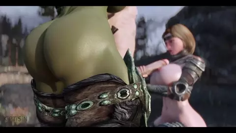 Orc and Nord Warrior girls fucked by Dragonborn big cock