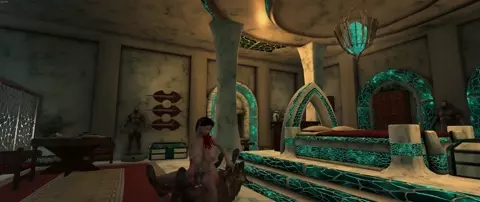 SKYRIM Beast Ninpho getting Smothered in love by her pet wolf