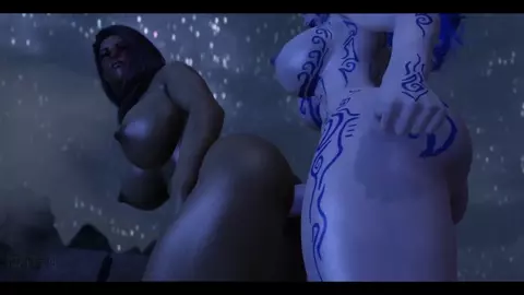 Sexy Futanari Blue Babe Fucked Dark Elf