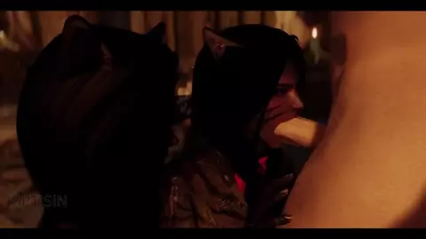 Two  Sisters Juicy Dark Catgirl Maid Fucked By Huge Dragonborn Cock