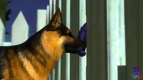 Ridley let's dog lick his cock through fence