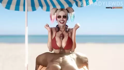 Harley Hijinks at the beach (blacked)(with sound) [Shadylewds]