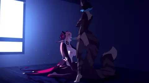 Femboy sucked off by Succubus