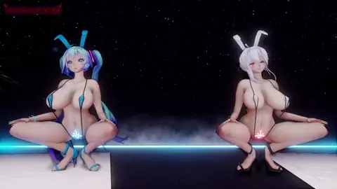 [NyatouMMD][R18 MMD] Thicc Haku & Miku - Anaconda