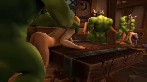 Orcs raid a human village and breed the women