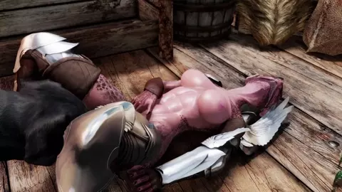 Argonian Hunter Plays With Her Dog [Lizard3469]