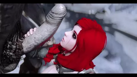 Giant and his gigantic cock stretch this Redhead Warrior Whore