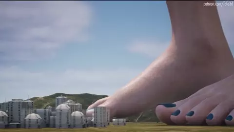 Giga Female Walking on Town