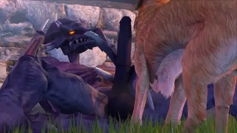 Ridley gets a lickjob from a labrador in an alleyway