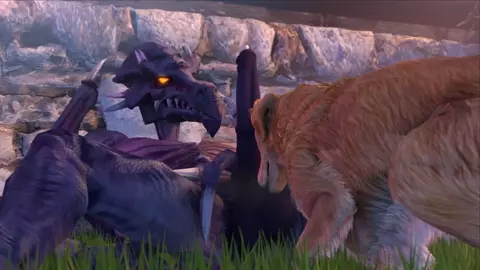 Ridley gets a lickjob from a labrador in an alleyway