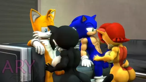 Sonic and Tails in orgy with Sally and Hershey