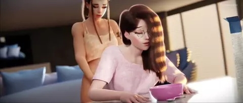 Brigitte and D.VA have breakfast