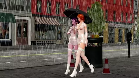 Kinky walk in the rain