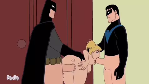 Harley Quinn has fun with Batman and Nightwing