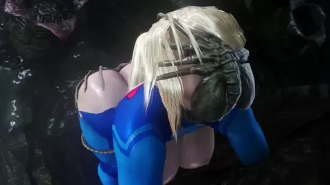 Samus getting teamed by Facehugger (noname55)