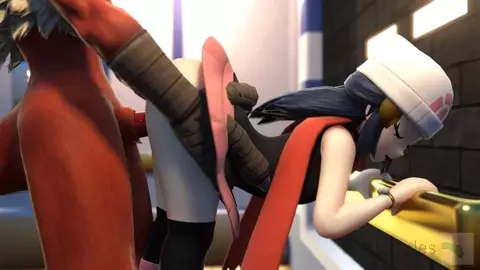 The Pokegirls satisfy the blaziken after the battle [sound] [with hat]