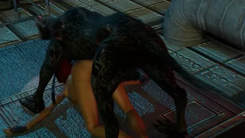 Massive horny undead demon dog has his way with a reluctant Rayne once again