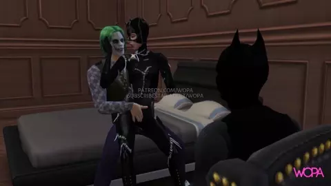 Batman Horn. Joker having sex with Catwoman in front of Batman