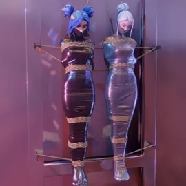 Neon and Jett captured and mummified in Electic tape and Duct tape