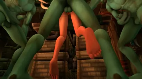 Forest trolls fuck and impregnate an elf