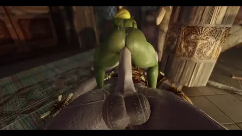 Goblin rides Futa Giant's giant cock