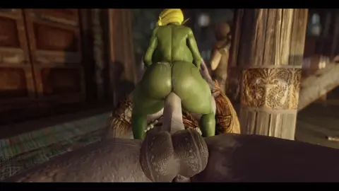 Goblin rides Futa Giant's giant cock