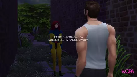 Jean Gray cheating on Cyclops with Wolverine in an alley